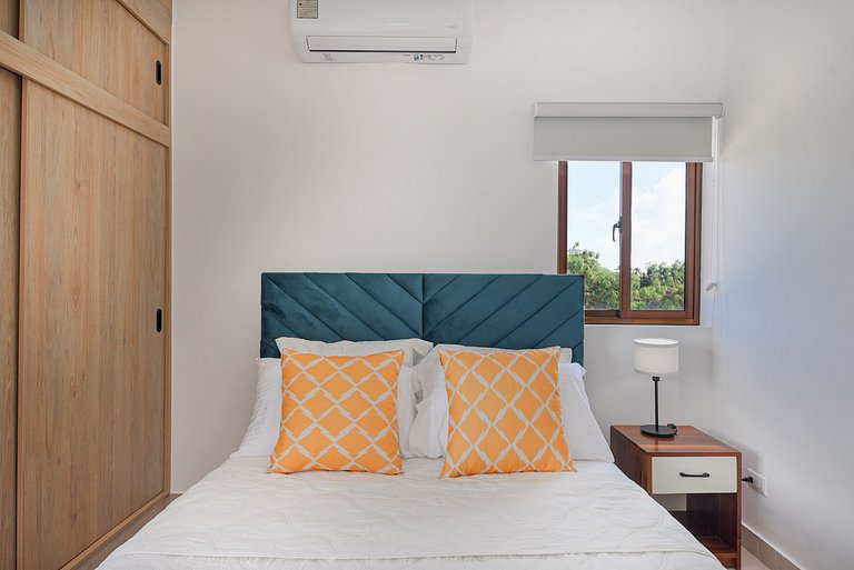 Apartamento vista a piscina, gym y cerca de playa