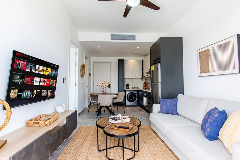 1 habitación, estilo lujoso y vista a la piscina
