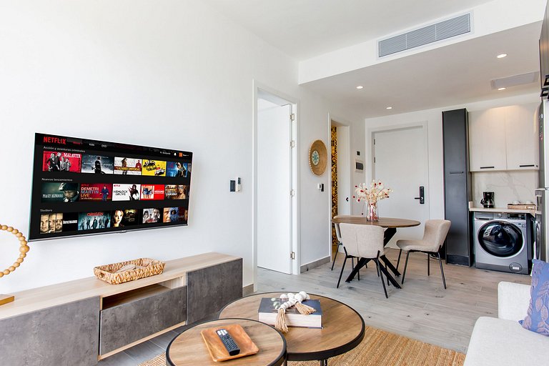 1 habitación, estilo lujoso y vista a la piscina