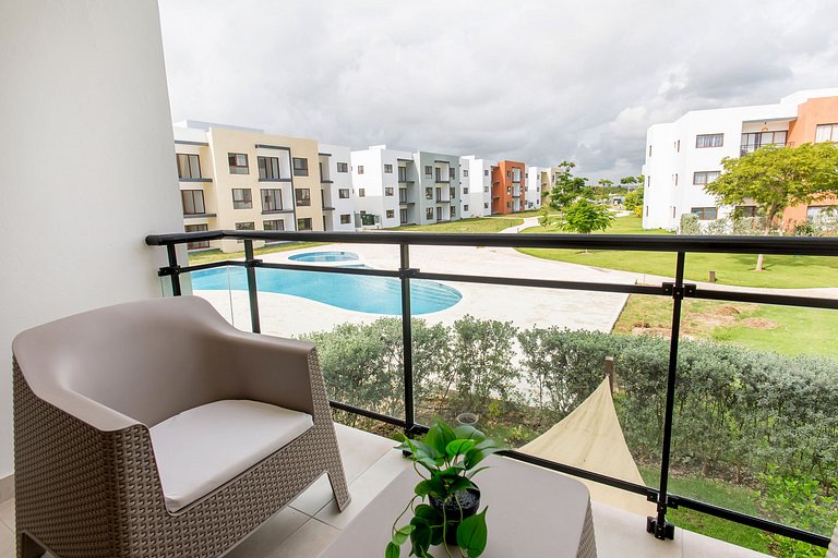 Apartamento 2 habitaciones vista piscina y jardín