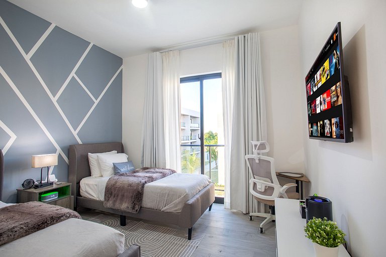 2 habitaciones, lujo, vista a la piscina, gimnasio