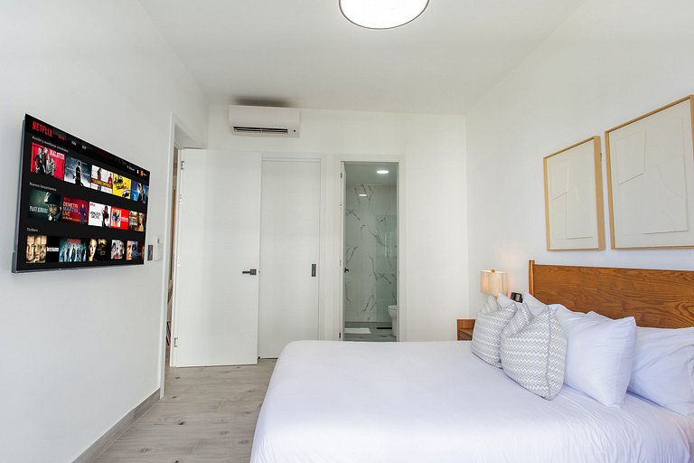 1 habitación, piscina, gimnasio y playa artificial