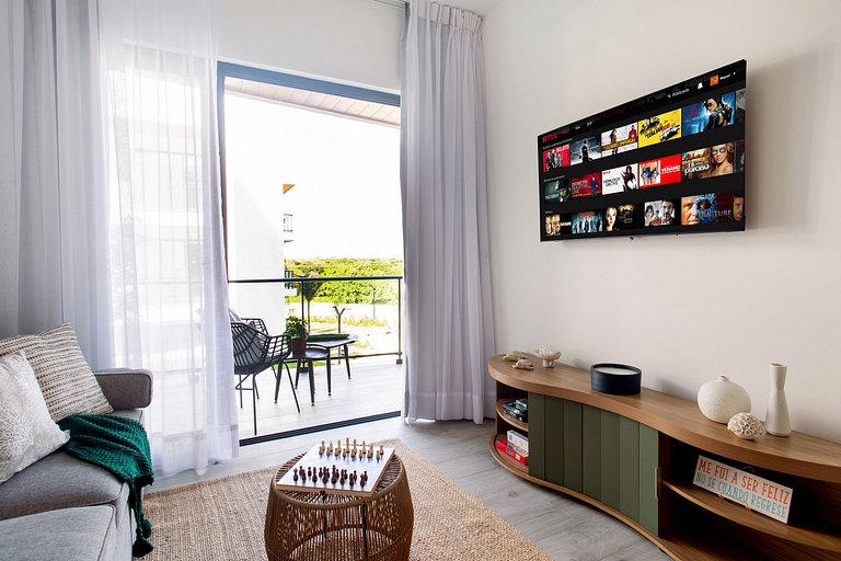 Apartamento 1BR piscina, golf y playa artificial