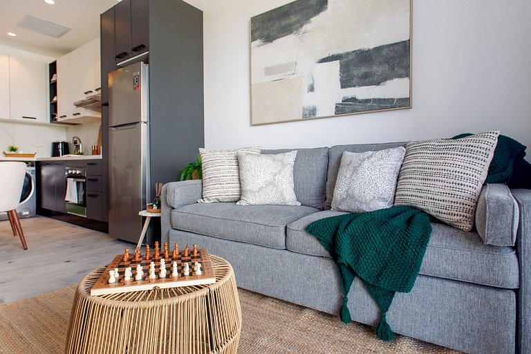 Apartamento 1BR piscina, golf y playa artificial