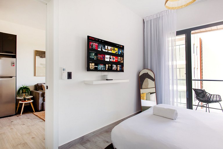 Apartamento 1BR piscina, golf y playa artificial