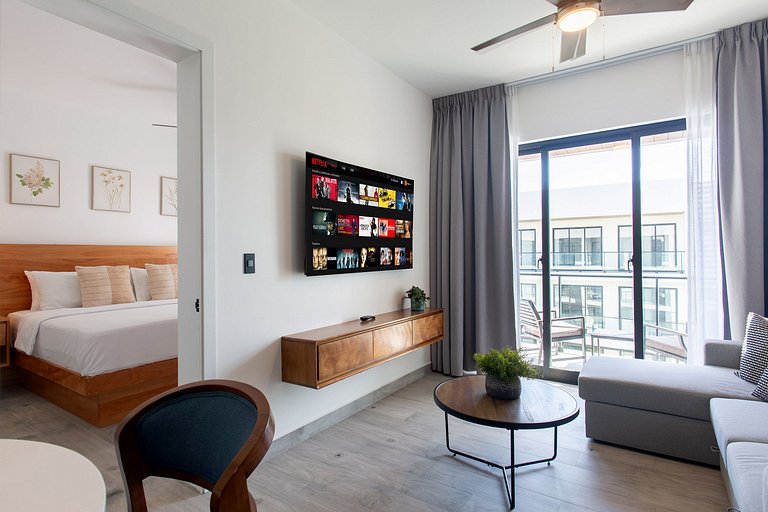 Exclusivo 1BR piscina, gym y playa artificial