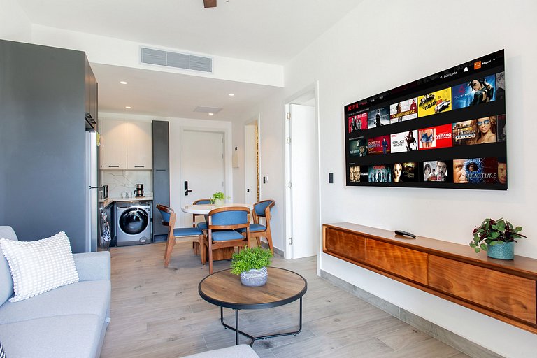 Exclusivo 1BR piscina, gym y playa artificial