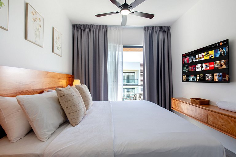 Exclusivo 1BR piscina, gym y playa artificial