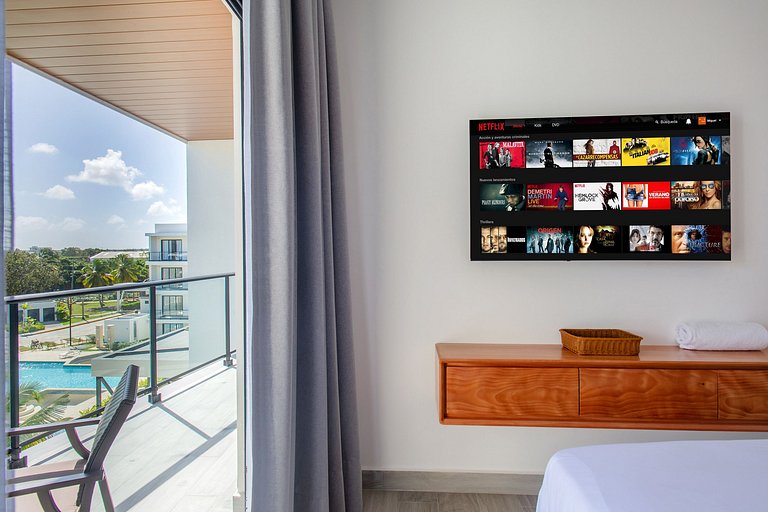 Exclusivo 1BR piscina, gym y playa artificial