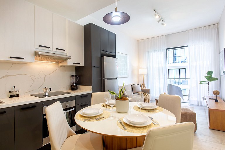 1BR, exclusivo, piscinas, gym y playa artificial