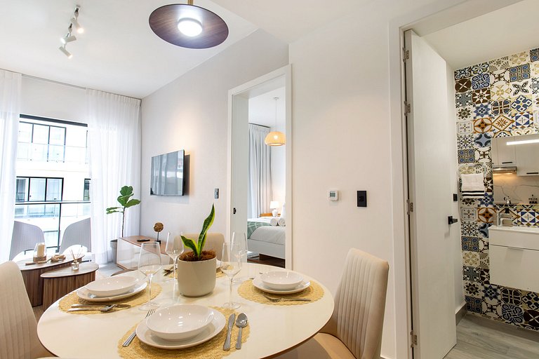 1BR, exclusivo, piscinas, gym y playa artificial