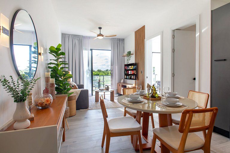 1 habitación, playa artificial, piscina y gimnasio