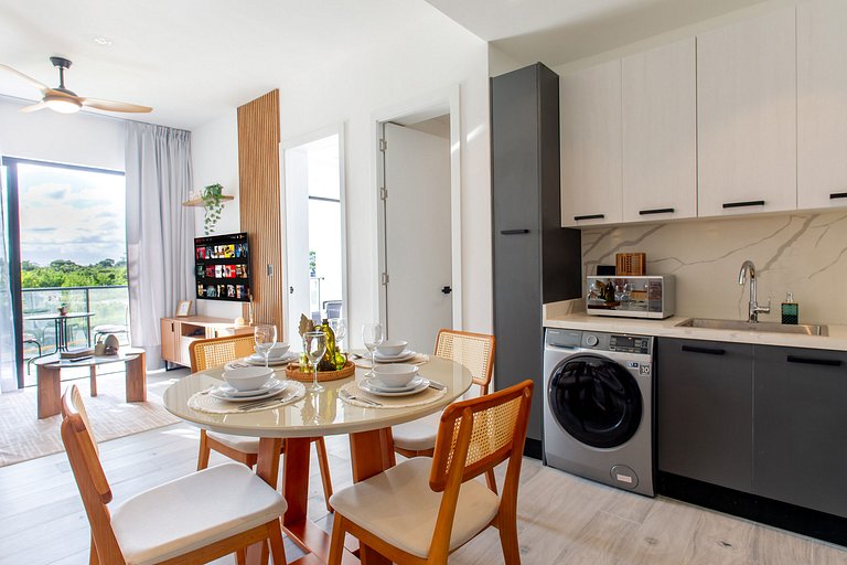 1 habitación, playa artificial, piscina y gimnasio