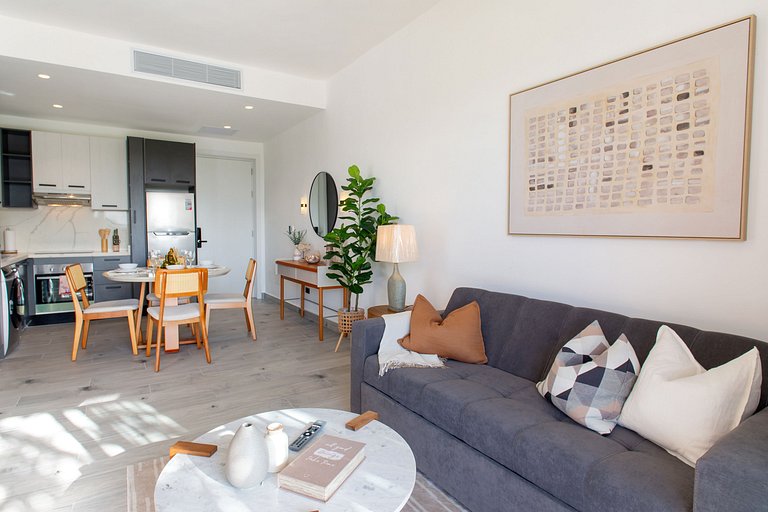 1 habitación, playa artificial, piscina y gimnasio