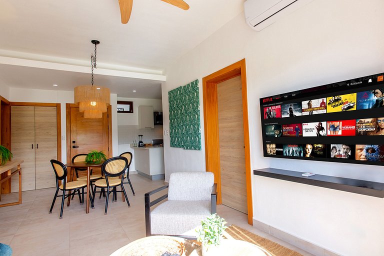 Apartamento con piscina, gimnasio y acceso a playa