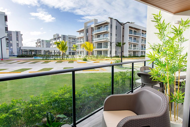 1BR primer nivel, piscina, gym y playa artificial