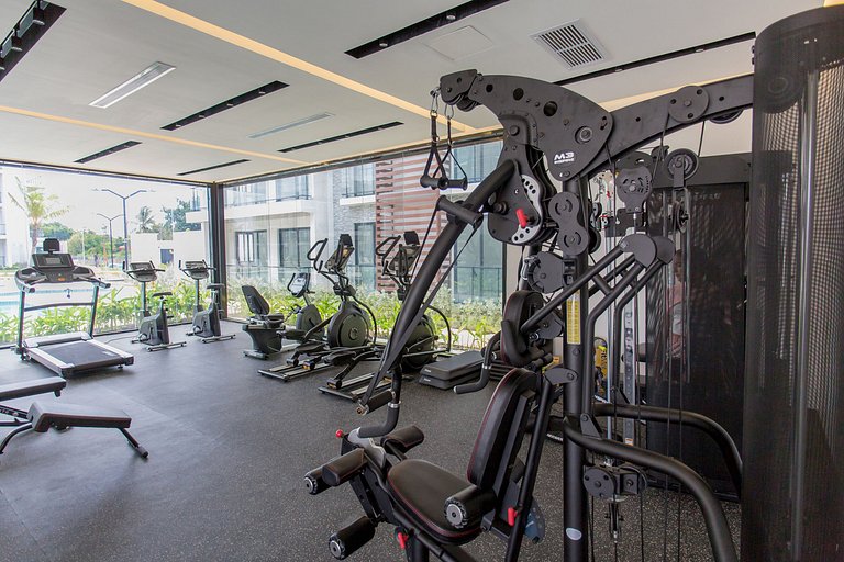 1BR primer nivel, piscina, gym y playa artificial