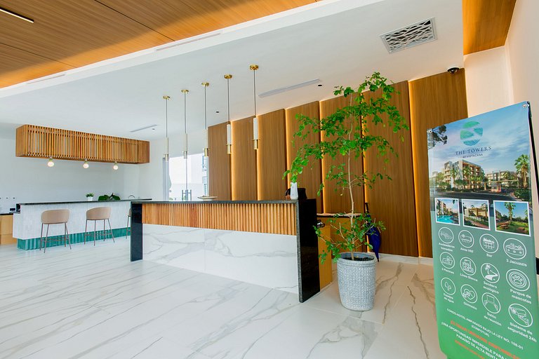 1BR, playa artificial, piscinas, gym, ubicación