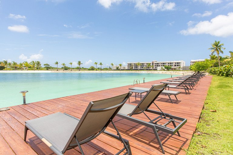 1BR, playa artificial, piscinas, gym, ubicación