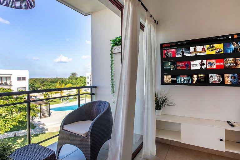 2 habitaciones, Piscina, gym, playa a 7 minutos