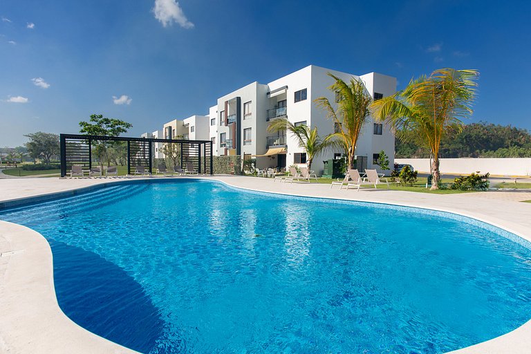 Apartamento 2 habitaciones vista piscina y jardín